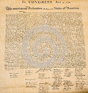 Declaration of independence 4th july 1776 close up