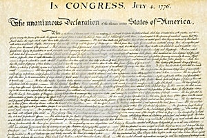 Declaration of independence 4th july 1776 close up