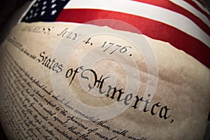 Declaration of independence 4th july 1776 on usa flag