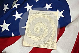 Declaration of Independence on American Flag, Horizontal photo