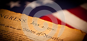 Declaration of Independence on flag background