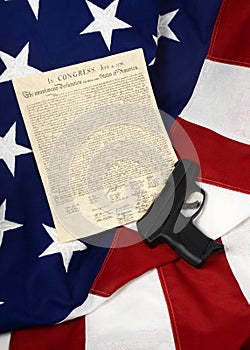 Declaration of Independence with Hand Gun, Vertical