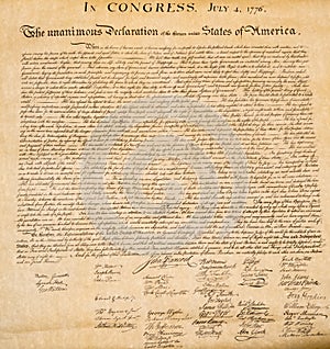 Declaration of independence 4th july 1776 close up photo