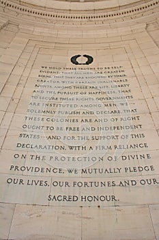 Declaration of Independence at the Thomas Jefferson Memoral