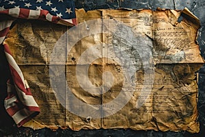 Declaration of Independence on USA Flag