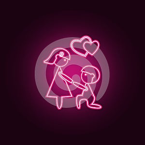 declaration of love icon. Elements of Family in neon style icons. Simple icon for websites, web design, mobile app, info graphics