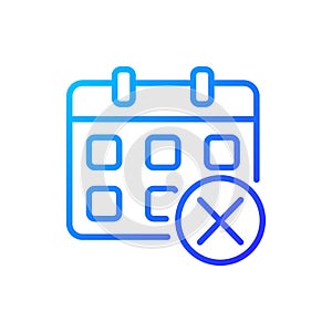 Decline event in calendar pixel perfect gradient linear vector icon