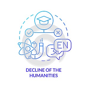 Decline of humanities blue gradient concept icon photo