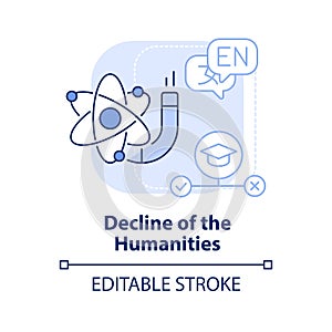 Decline of humanities light blue concept icon photo