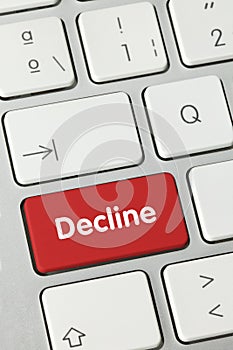 Decline - Inscription on Red Keyboard Key