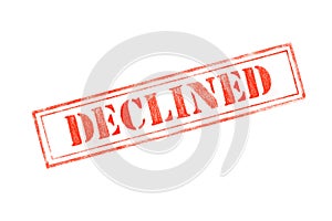 `DECLINED ` rubber stamp over a white background