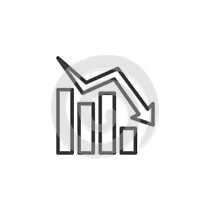 Declining graph line icon