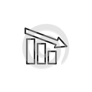Declining graph line icon