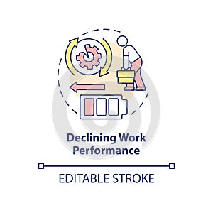 Declining work performance concept icon