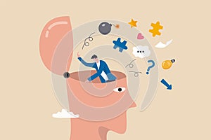Declutter your mind, clear your brain to regain focus improve creative thinking ability, free up memory concept, ambitious photo