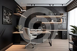 decluttered office with minimalist and functional design photo