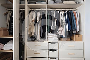 decluttering room by removing items from closets and drawers