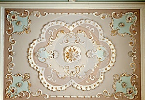 Deco, ceiling decoration. stucco molding with gold