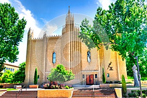 Deco Facade at Historic Parish of Christ the King Church in Tulsa, Oklahoma