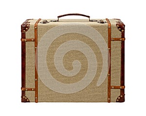 Deco Wood Burlap Suitcase with clipping path