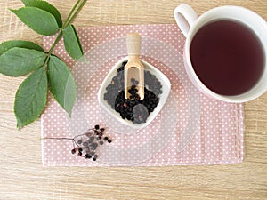 Decoction, boiled tea from dried elder berries