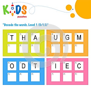 Decode the 3-letter words. logic puzzle activity sheet