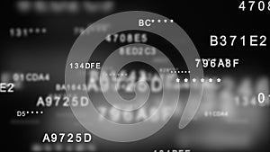 Decoding encrypted hexadecimal data digital security concept