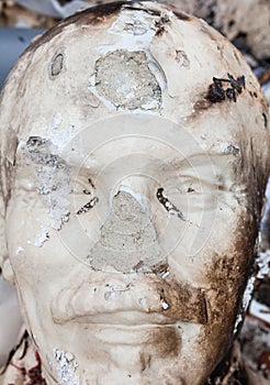 Decommunization. Damaged bust of Lenin