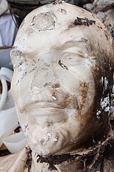 Decommunization. Damaged bust of Lenin
