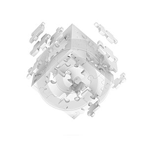 Decomposed cube of puzzle photo