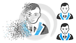 Decomposed Dot Halftone Noble Gentleman Icon with Face