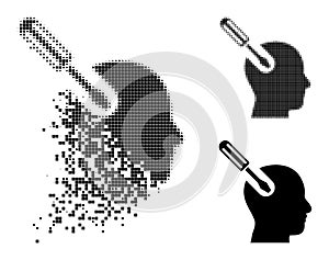 Decomposed and Halftone Pixel Brain Tool Icon