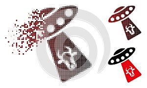 Decomposed Pixel Halftone Cow Abduction Icon