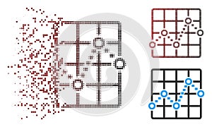Decomposed Pixel Halftone Dotted Line Grid Plot Icon