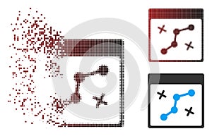 Decomposed Pixel Halftone Path Points Calendar Page Icon