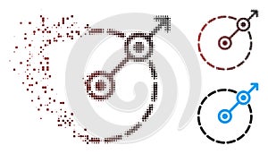 Decomposed Pixel Halftone Round Area Exit Icon