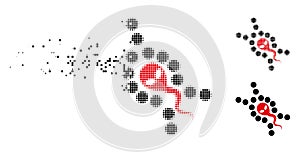 Decomposed Pixelated Halftone Alien Sperm Replication Icon