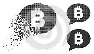Decomposed Pixelated Halftone Bitcoin Message Balloon Icon photo