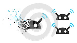 Decomposed Pixelated Robot Radio Signal Icon with Halftone Version