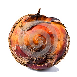 Decomposing Rotten Peach Unhealthy Eating Concept in Spoiled Fruit, Mold Growth, Generative Ai