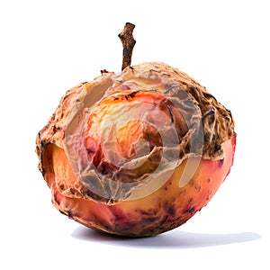 Decomposing Rotten Peach Unhealthy Eating Concept in Spoiled Fruit, Mold Growth, Generative Ai