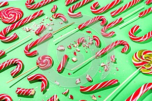 Deconstructed candy cane flatlay