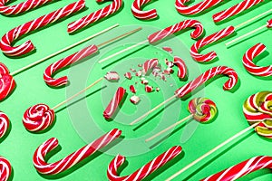 Deconstructed candy cane flatlay