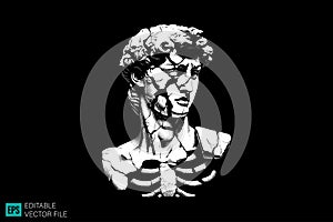 Deconstructed David Bust with Ribcage - Vector Art