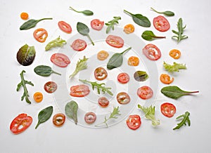 Deconstructed salad on a clear background