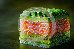 Deconstructed Sushi Layered with Fresh Ingredients.