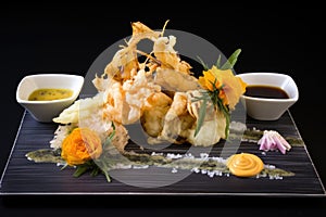 deconstructed tempura, showing each ingredient