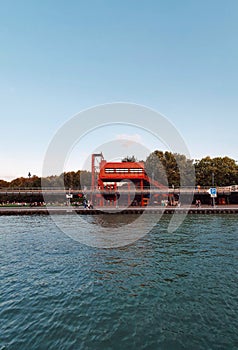 The deconstruction architecture at the parc de la Villette, Paris, France photo