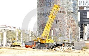 Deconstruction works of the ring road of the Plaza de Les Glories Catalanes in Barcelona