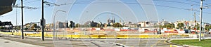 Deconstruction works of the ring road of the Plaza de Les Glories Catalanes in Barcelona